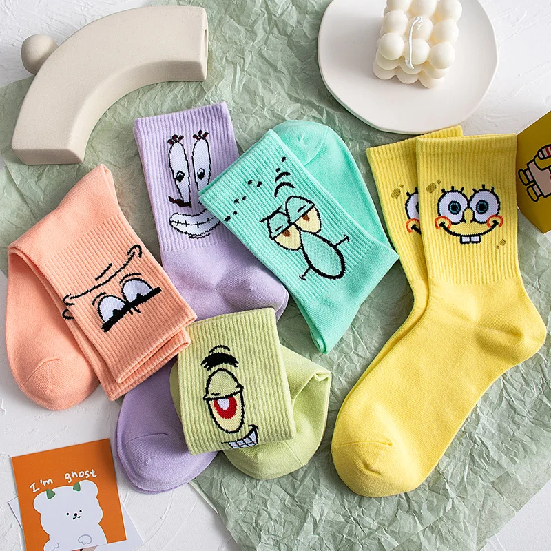 Hoạt Hình SpongeBobs Nữ Nam Thời Trang Chất Lượng Cao Cấp Nữ Sock In Hình Giày Hip-Hop Cá Tính Trưởng Thành Cặp Đôi vớ