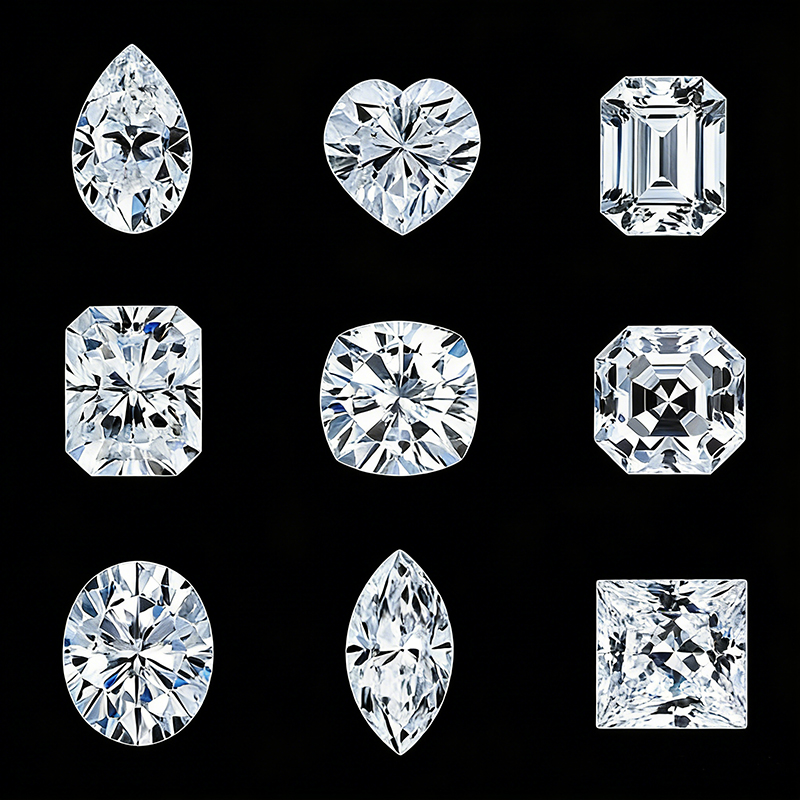 Kamień Moissanite w kolorze D z certyfikatem GRA 0.5-5.0ct, o szlifie okrągłym / owalnym / gruszka / radiant / szmaragd / serce / princess / cushion / asscher.