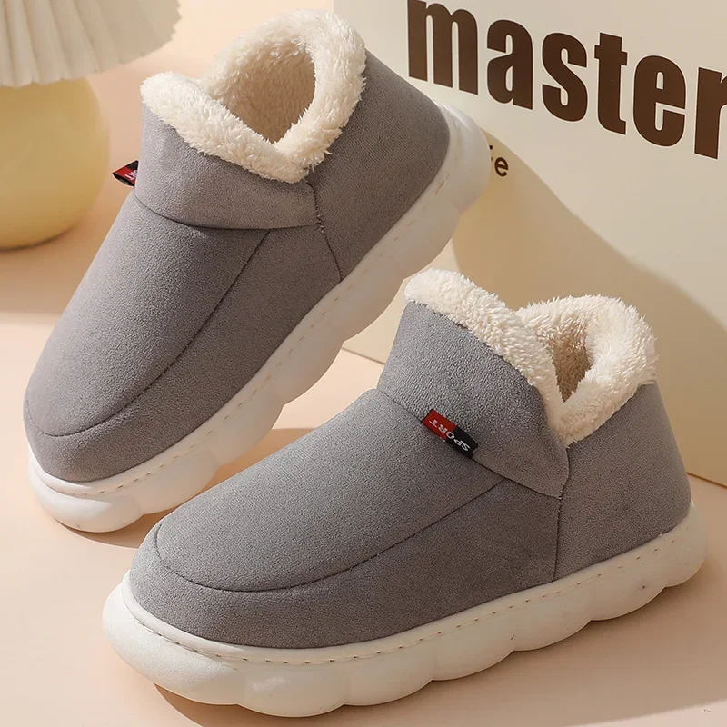 Winter Women Shoes Casual House Shoes For Men 2025 Outdoor Warm Cotton Shoes For Women Indoor Plush Padded Slippers Male