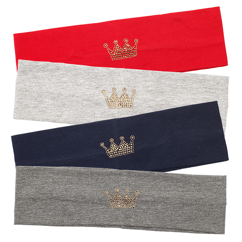 Baby Meisjes Casual Strass Kroon Katoenen Hoofdband Haaraccessoires Nieuwe Peuter Kinderen Zachte Elastische Haarbanden Hoofdbanden