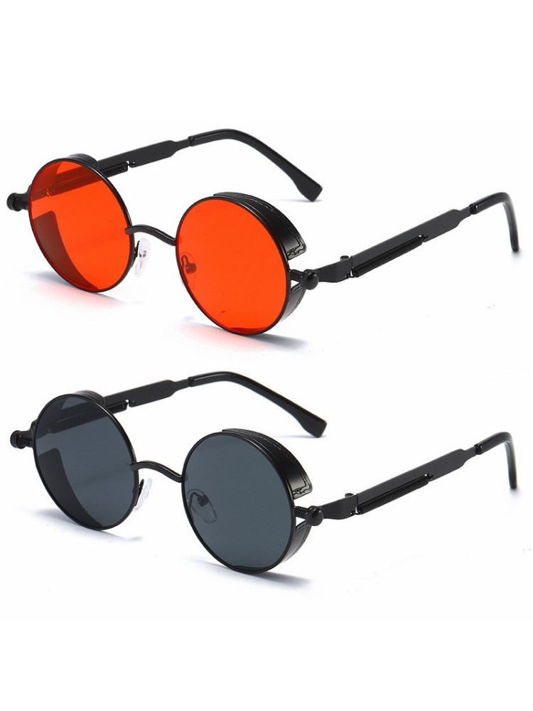 Metal steampunk óculos de sol das mulheres dos homens moda redonda marca designer vintage óculos de sol alta qualidade 2021