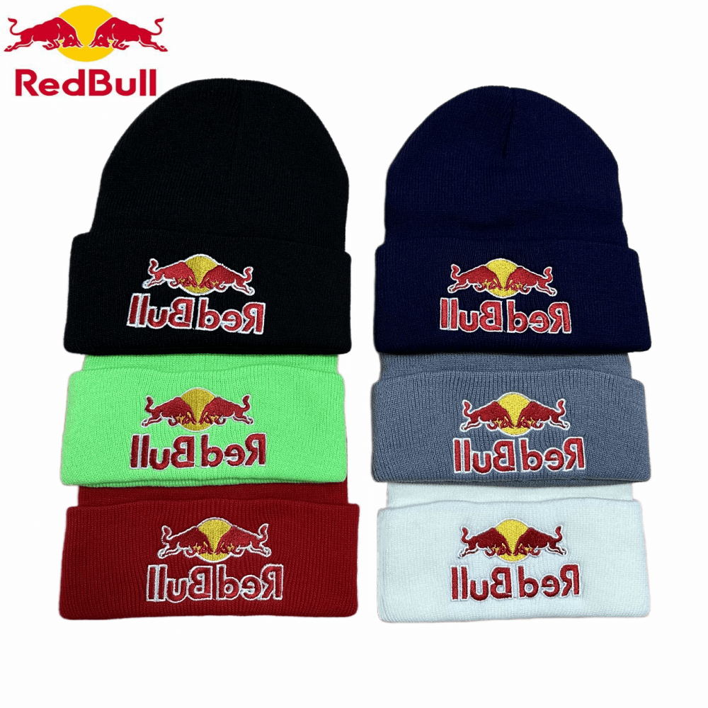 Новая модная 6-цветная вязаная шапка Red Bull высокого качества для женщин и мужчин, повседневная шапка-бини, зимняя мягкая теплая шапка унисекс
