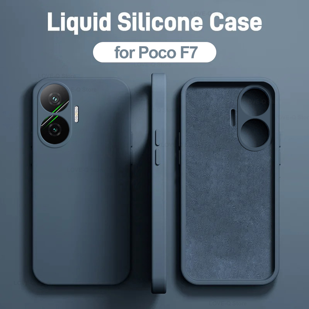 Poco F7 F 7 Pocof7 Чехол Жидкий силиконовый защитный чехол для объектива камеры Чехол для телефона Xiaomi Poco F7 Poco F 7 Поко Ф7 Мягкая задняя Чехлы из ТПУ
