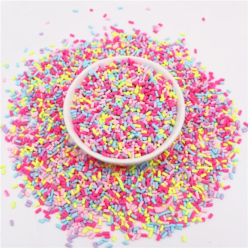 Bunte Mischung aus zylindrischem Polymer-Ton, Streusel für Schleimfüllung, Ton, DIY, Kristallhandwerk, winziges Kunststoff-Klei-Zubehör