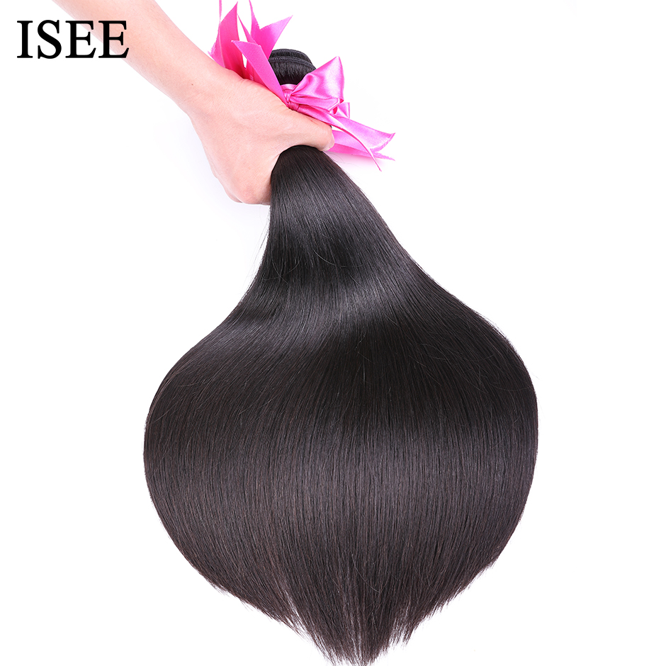 ISEE HAIR ตรงผม100% เส้นผมมนุษย์ Extension ธรรมชาติสี3/4ชุดตรงผมสาน