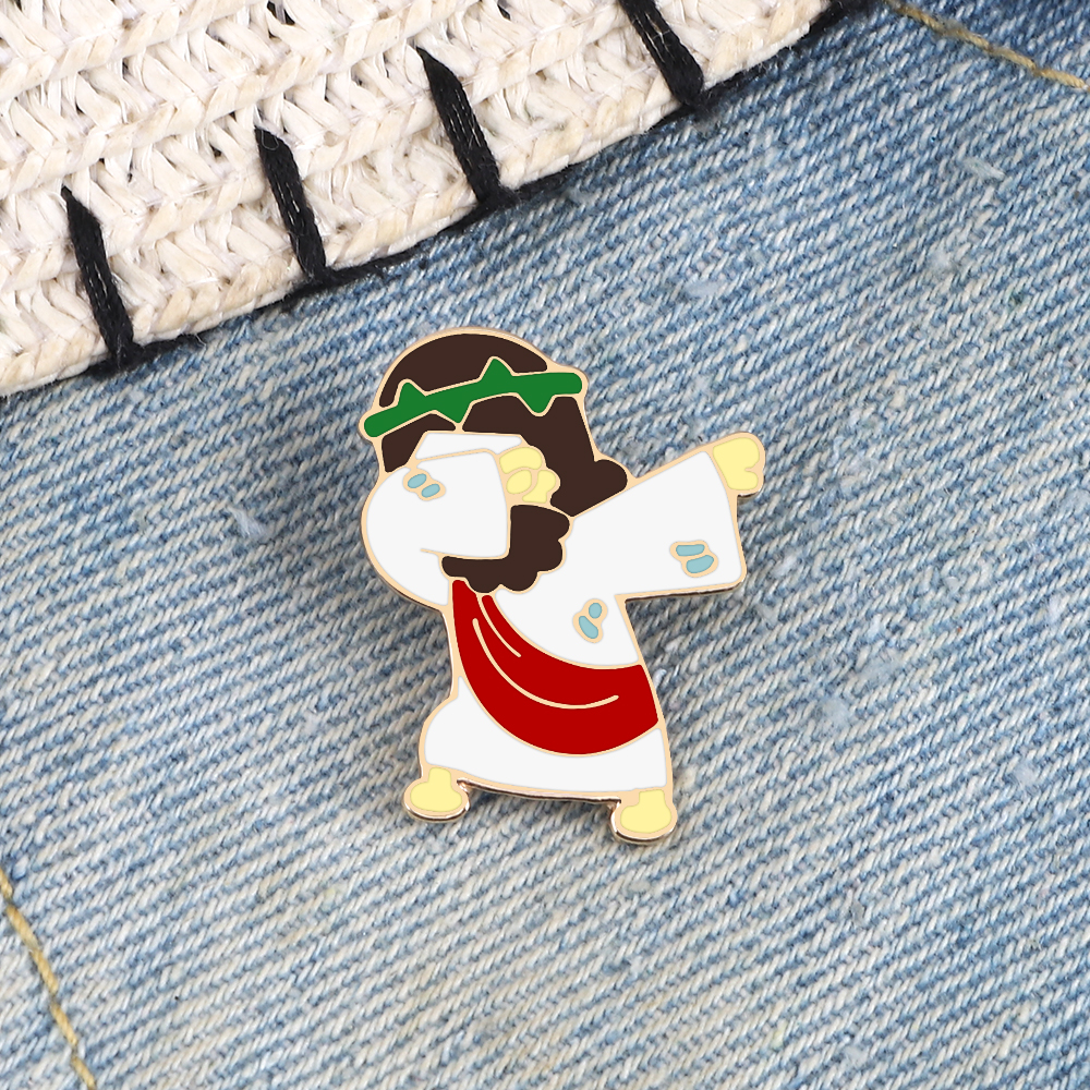 Jesus Messias Hemd Anstecknadeln Cartoon Charakter Broschen Emaille Christlicher Glaube Icon Abzeichen Kleidung Tasche Schmuck Geschenk für Freund