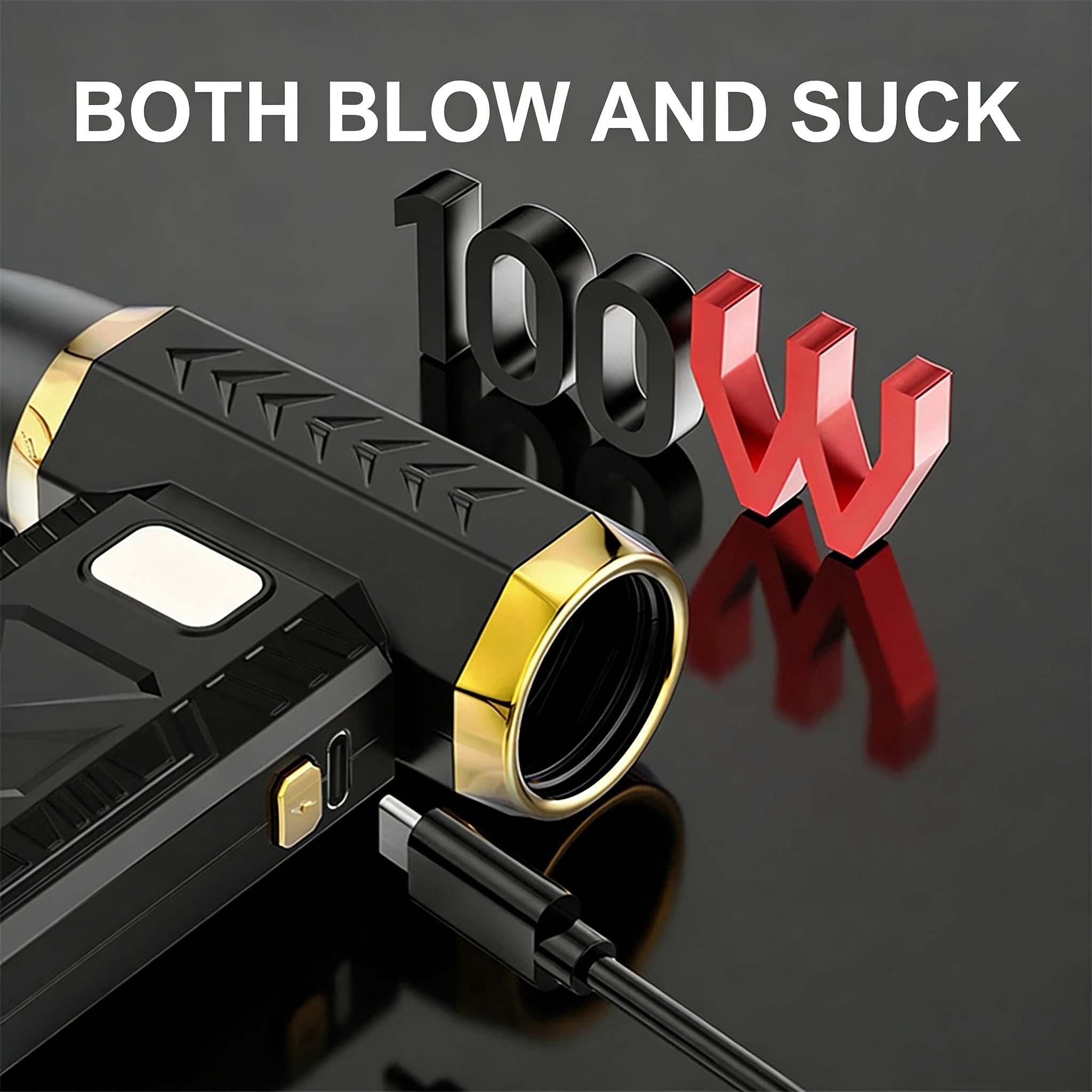 Новый стиль: 2-в-1 турбовоздуходувка 1000000 об/мин, сверхмощный пылесос-воздуходувка, USB-перезаряжаемый, скорость 55 м/с, мощный вихревой обдув