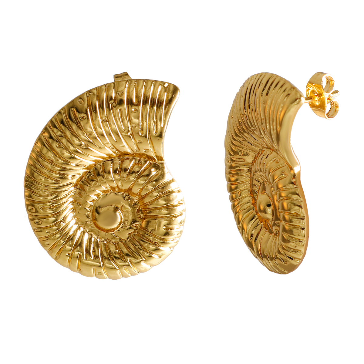 Jinhui übertriebene Persönlichkeit Design große Muschel Edelstahl Ohr stecker für Frauen Charme Strands chmuck Urlaub Accessoires