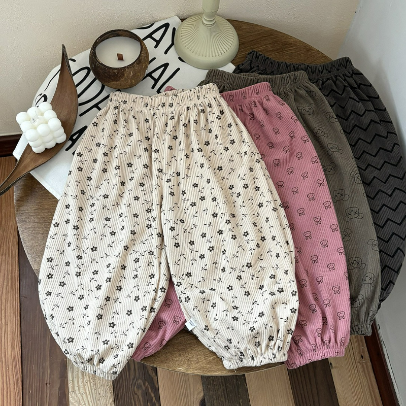 Pantalones deportivos de pana de otoño e invierno, harén de estilo coreano, jacquard de dibujos animados de moda, clase A, sin agentes fluorescentes