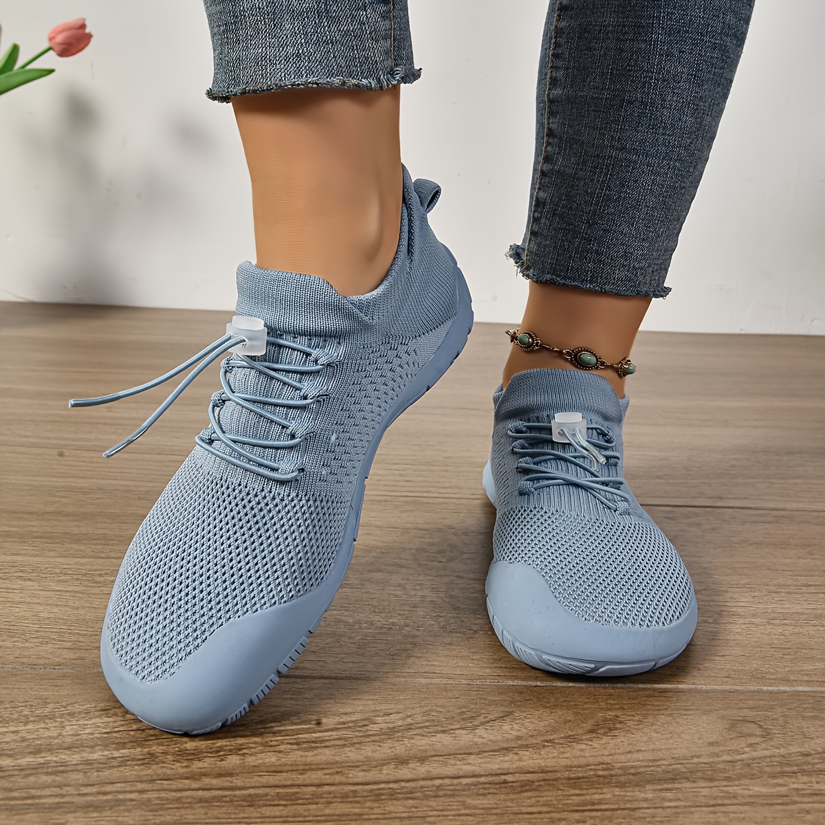 Lässige Damen-Sneaker mit breiter Passform, flache Schuhe, minimalistische, atmungsaktive, breite Sneakers, Mesh-Barfuß-Wanderschuhe