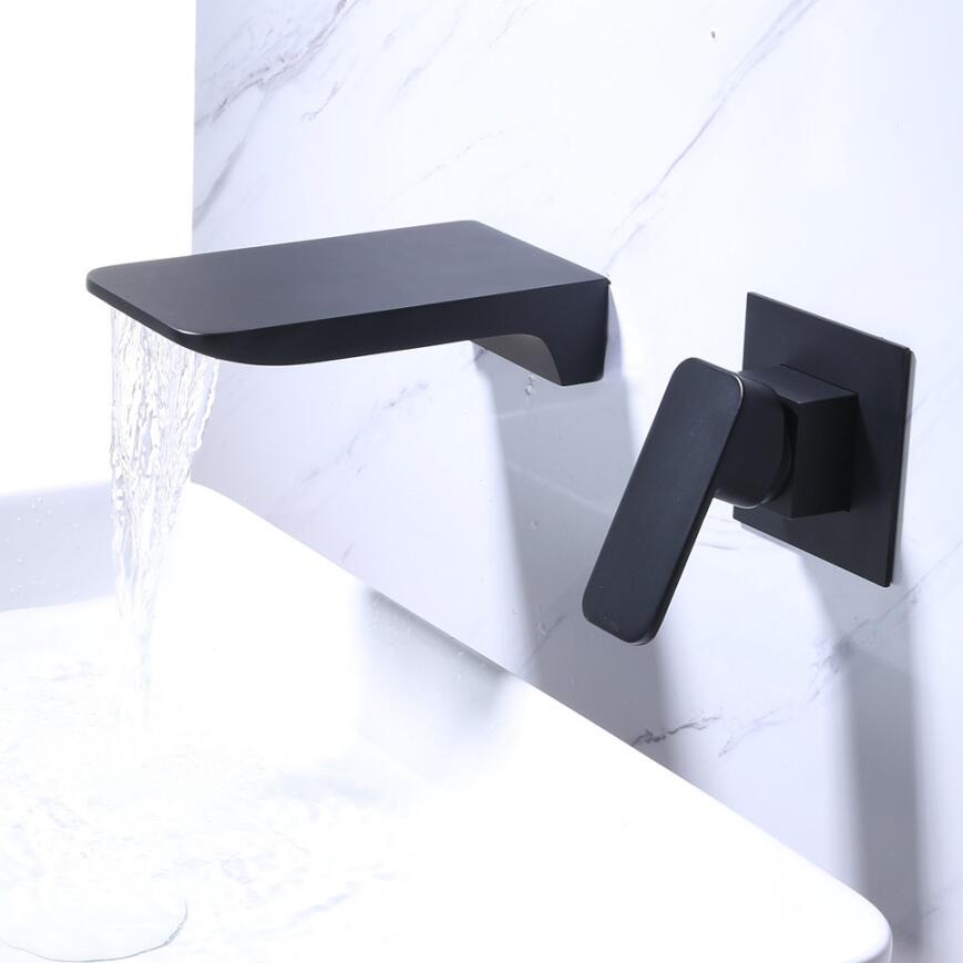 BAKALA-grifo cromado para lavabo de baño, mezclador de cascada de cromo brillante, monomando, montado en la pared