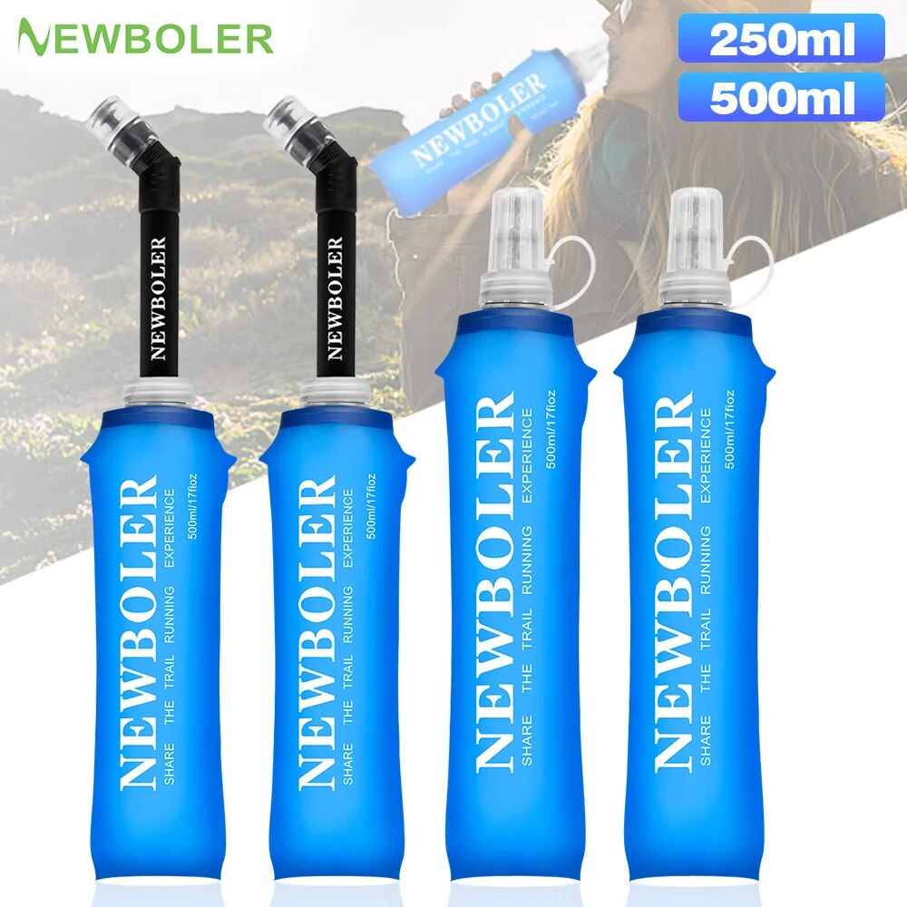 NEWBOLER 250ml 500ml botella de agua TPU plegable matraz suave botella de agua deportiva bolsa de agua botella de agua plegable correr Camping