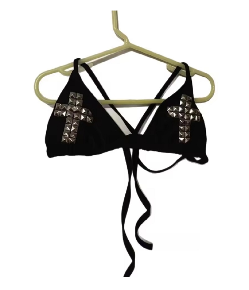 Strój kąpielowy Y2K wiązany emo girl seksowny pikantny retro damski punk nowy strój plażowy moda gotycka gorący strój kąpielowy z nadrukiem cegieł bikini