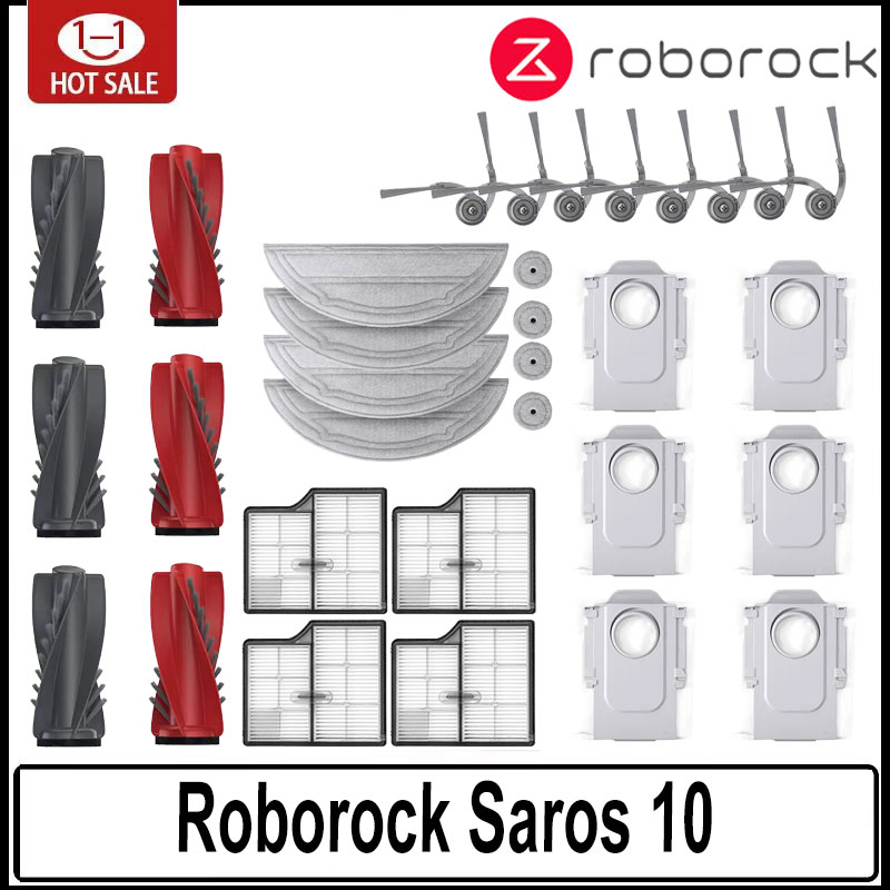 Roborock Saros 10, аксессуары, основной ролик, боковая щетка, фильтр Hepa, швабра, тканевый мешок для пыли, запчасти для робота-пылесоса