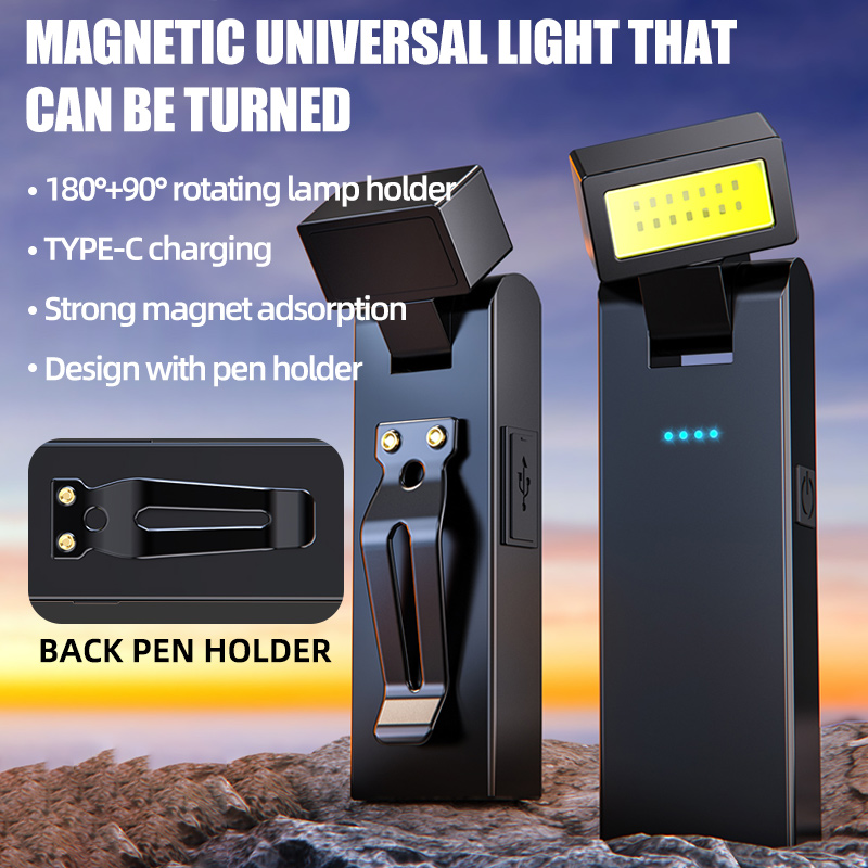 Lampe de travail magnétique lampe de poche COB Rechargeable adaptée au travail de nuit lampe de secours veilleuse petite lampe de voiture