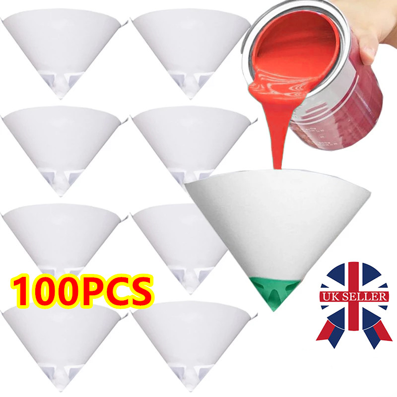 100x бумажные фильтрующие фильтры для мелкой краски, сетчатые нейлоновые сетчатые конусные чашки для пистолета-распылителя
