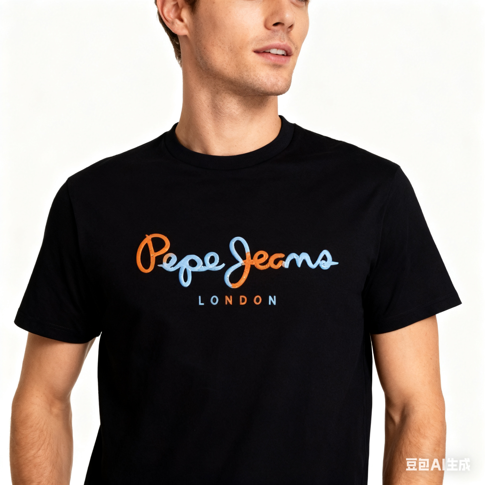 Camiseta masculina com gola redonda, gradiente vibrante, estampa de letras, manga curta, tecido macio, casual, top diário com tipografia elegante