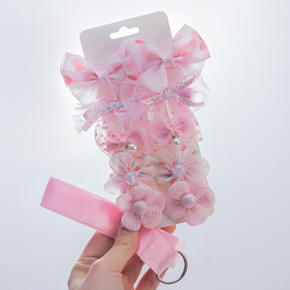 11 pçs/set rendas orangza grampos de cabelo do bebê meninas glitter asa hairbows cinto armazenamento pérola flor grampos princesa presilhas