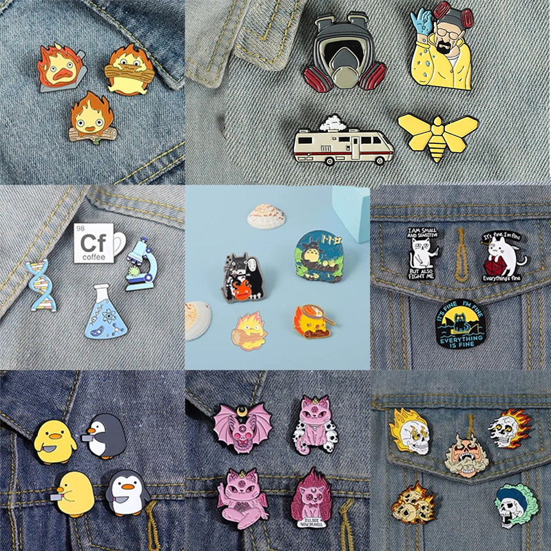 Lindo dibujo de pingüino cuchillo serie aleación pecho flor exquisito pingüino/pato amarillo Animal emblema mochila Accesorios