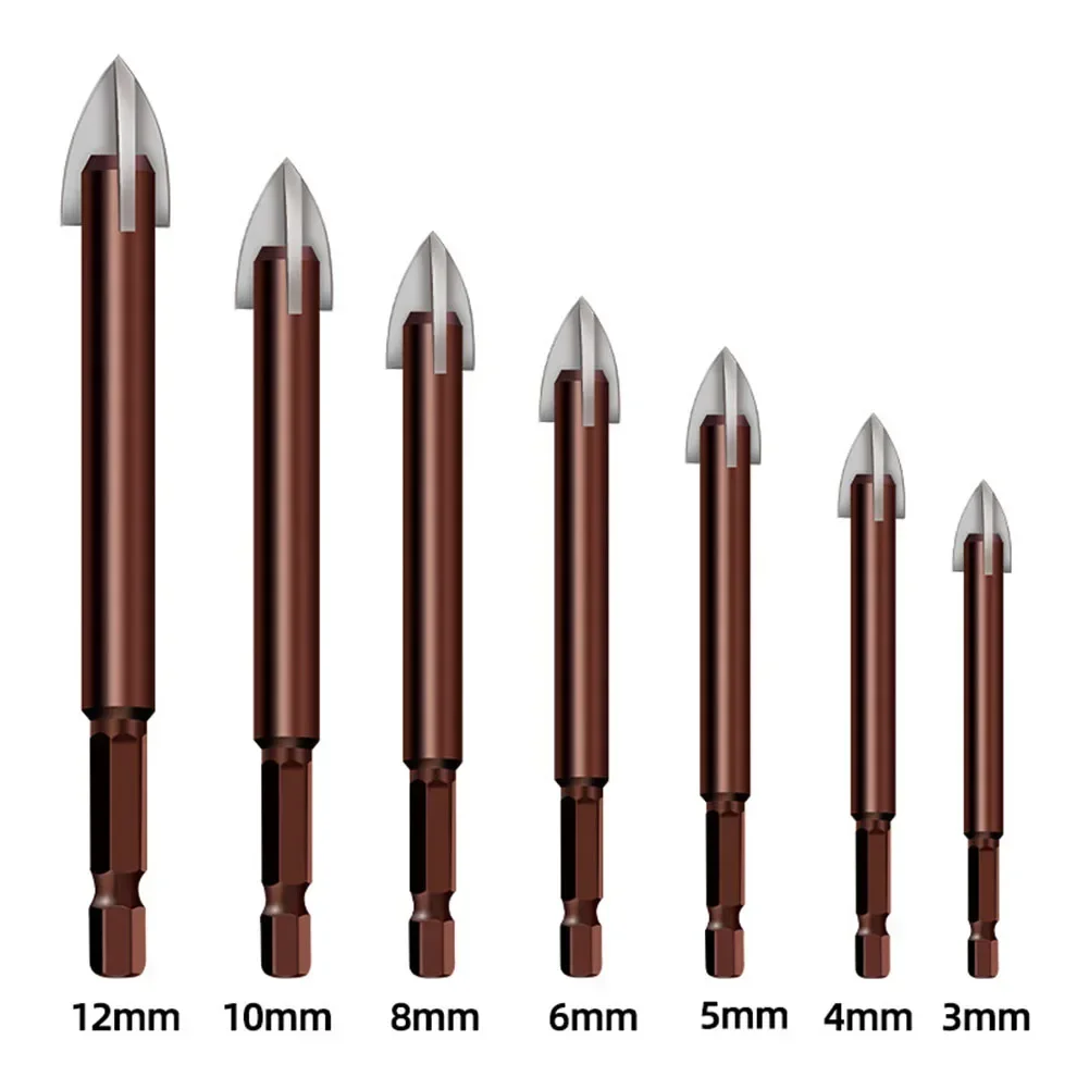Brocas hexagonales cruzadas para azulejos, abridor de agujeros de hormigón y cerámica de vidrio, taladro triangular de aleación, brocas de vidrio de 3/4/5/6/8/10/12mm, 1 ud.