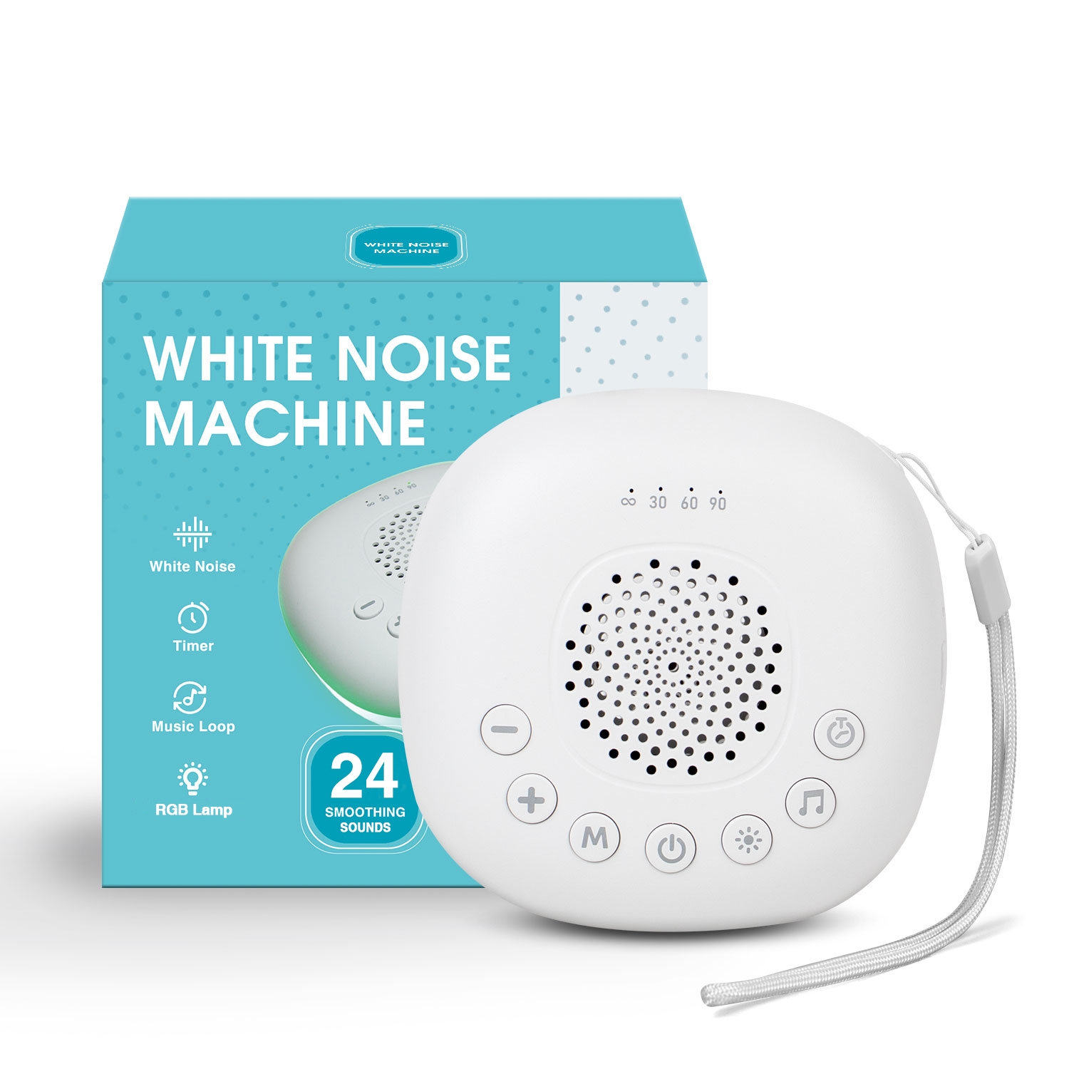 White Noise Sound Machine with 24 Soothing Sounds Sleep Aid for Babies Kids Adults Rechargeable Night Light Newborn Gifts
