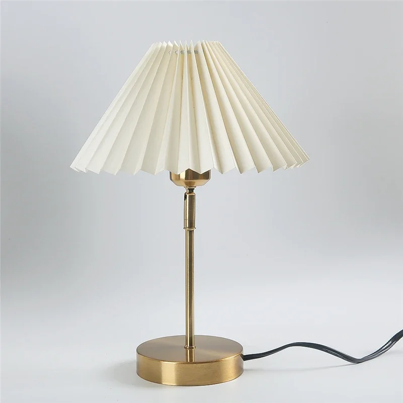 Nowoczesne, regulowane, plisowane lampy stołowe skandynawski Retro lampa biurkowa LED salonu lampka nocna do sypialni nocy E27 lampa pasek dekoracyjny