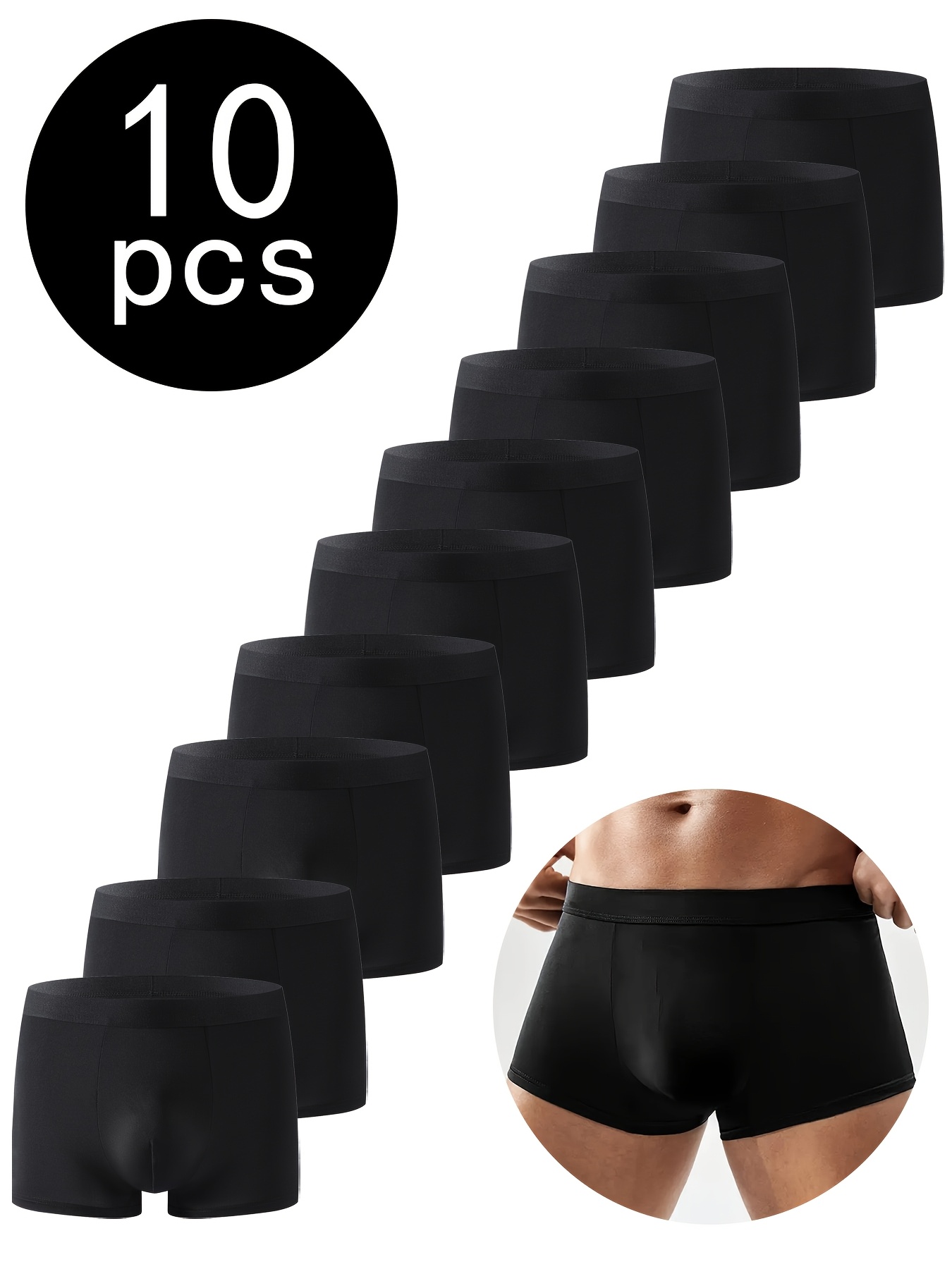 10 pçs/set roupa interior masculina cor preta alta estiramento boxer shorts sexy calcinha masculina plus size L-4XL respirável macio boxers