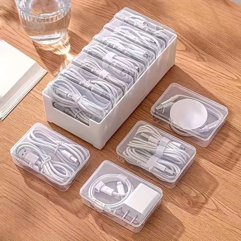 Kabel- und Schmuckorganizer Aufbewahrungsbox Langlebiger Kunststoff Tägliche Bürobedarf Kleinteile Ladekabel-Management Aufbewahrung