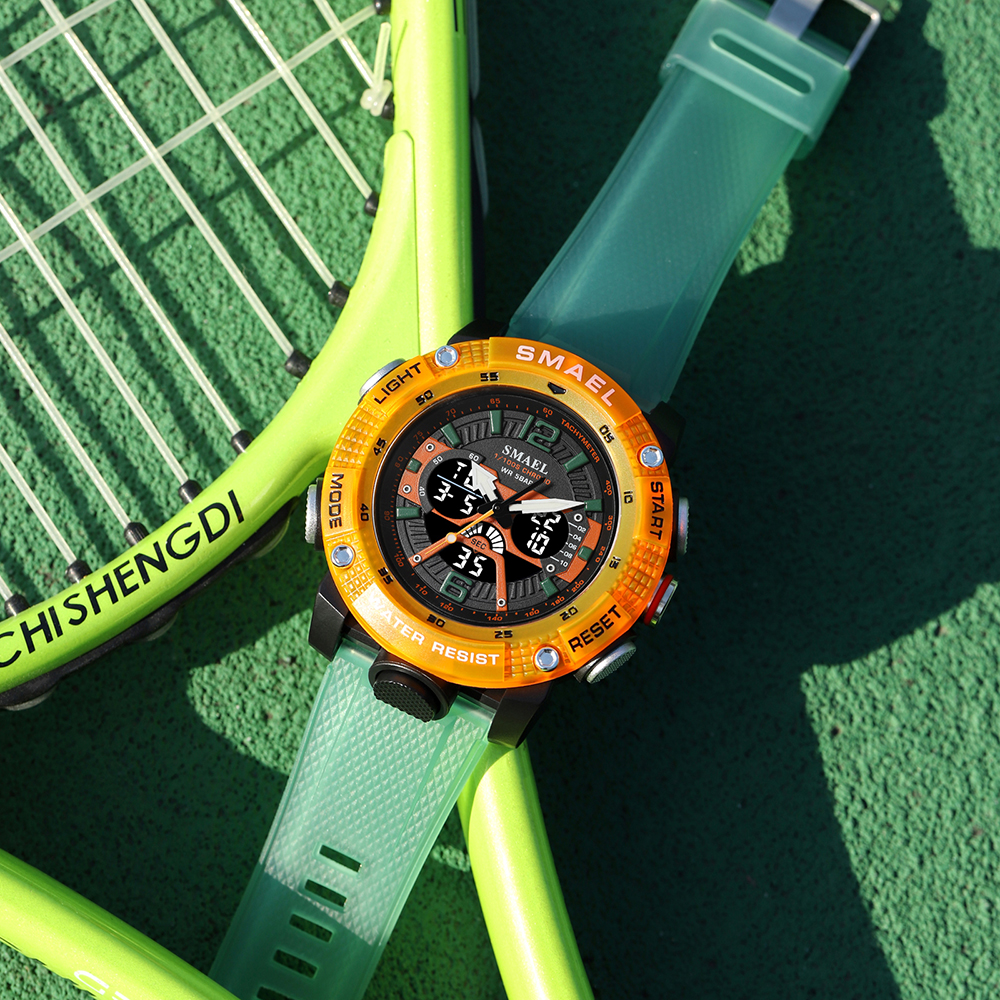 Relojes deportivos para hombre SMAEL, relojes de pulsera de cuarzo digitales analógicos resistentes al agua, cronómetro de moda para hombre, reloj despertador 8058 para hombre, novedad de 2023