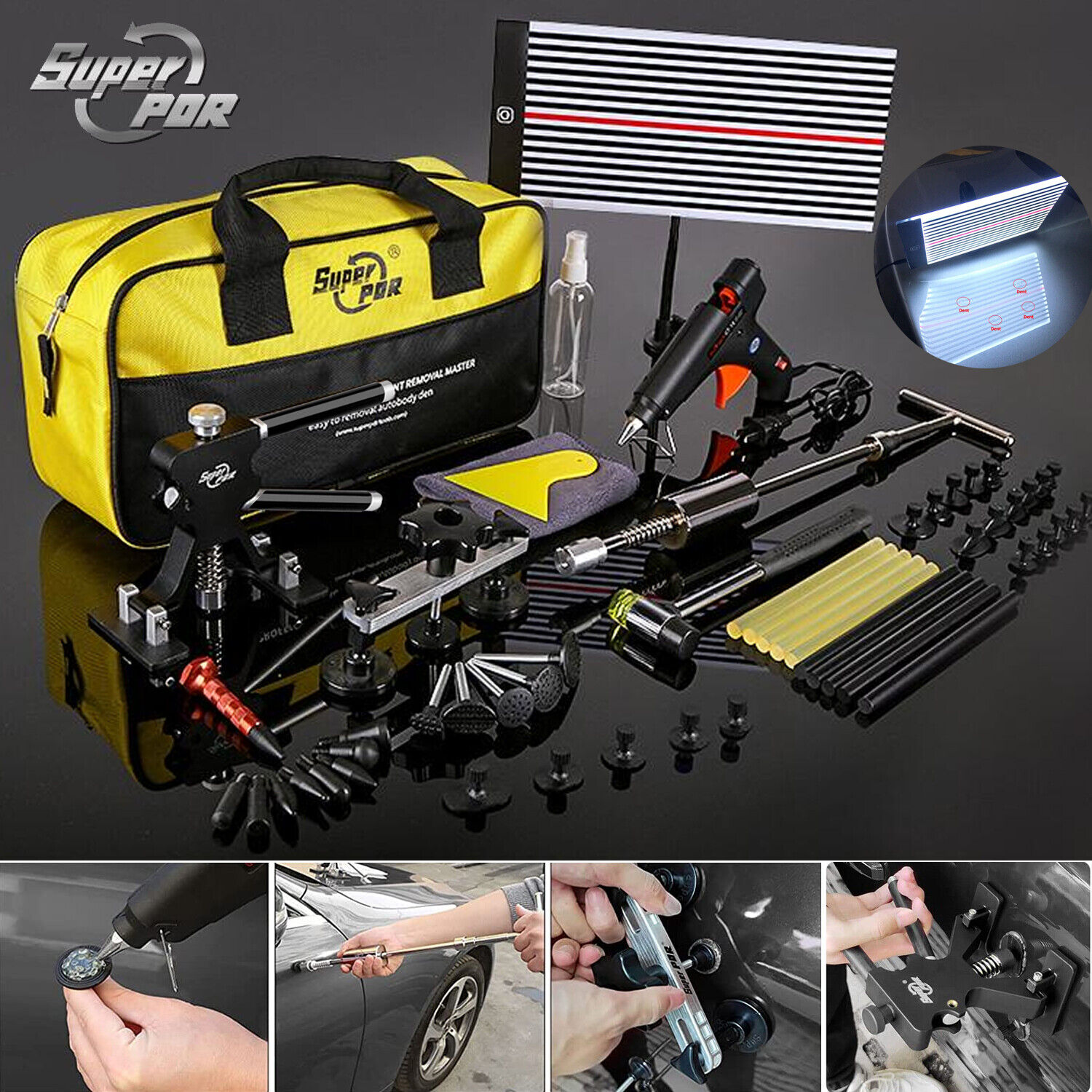 Super PDR – outil de débosselage sans peinture pour carrosserie de voiture, Kits de débosselage de grêle automobile, outils professionnels d'extraction de bosses