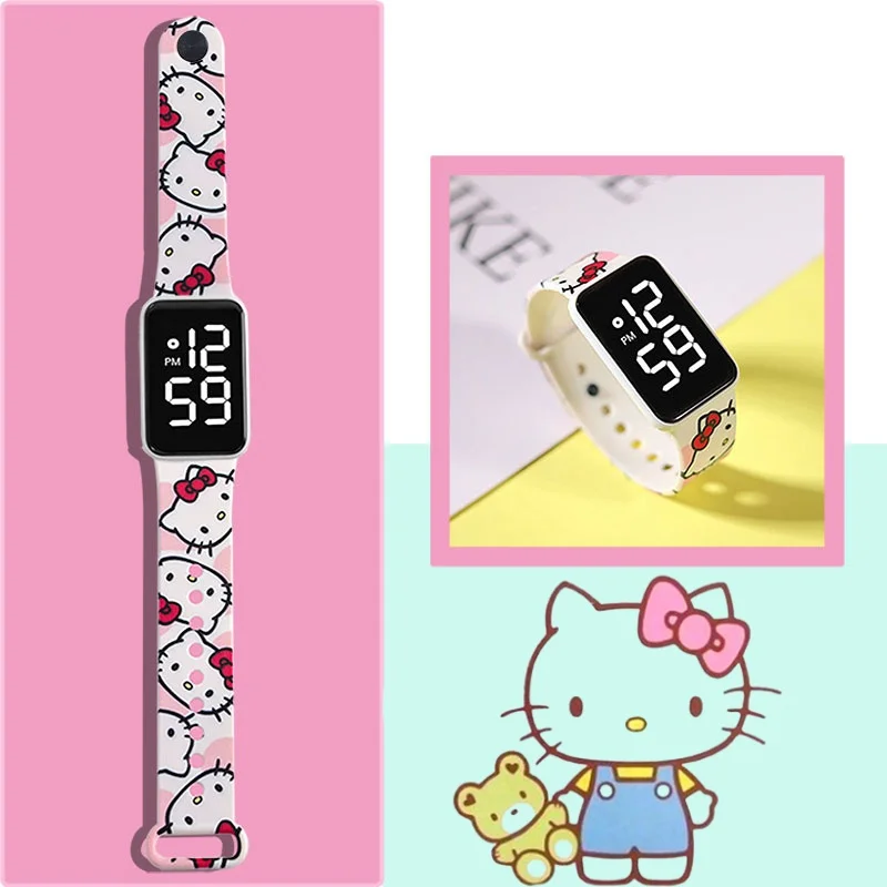 Relojes digitales de silicona de dibujos animados figura de Anime de moda Hellokittys impresión Anime LED tipo relojes niños reloj regalos de cumpleaños Juguetes