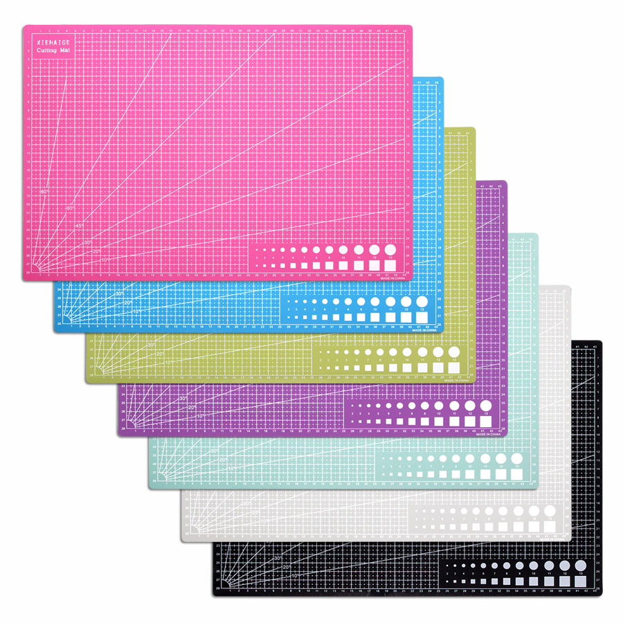 Tapis de découpe A3-17,71x11,81 pouces, panneau PVC double face pour couture, quilting, projets d'art en papier et en argile-protecteur de bureau