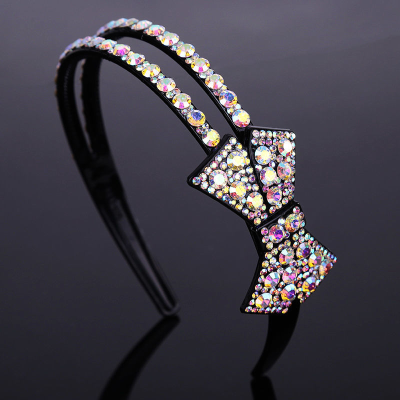 Nieuwe modeboetiek luxe zoete strik brede zijhoofdband All-match strass haarband voor dames meisjes haaraccessoires