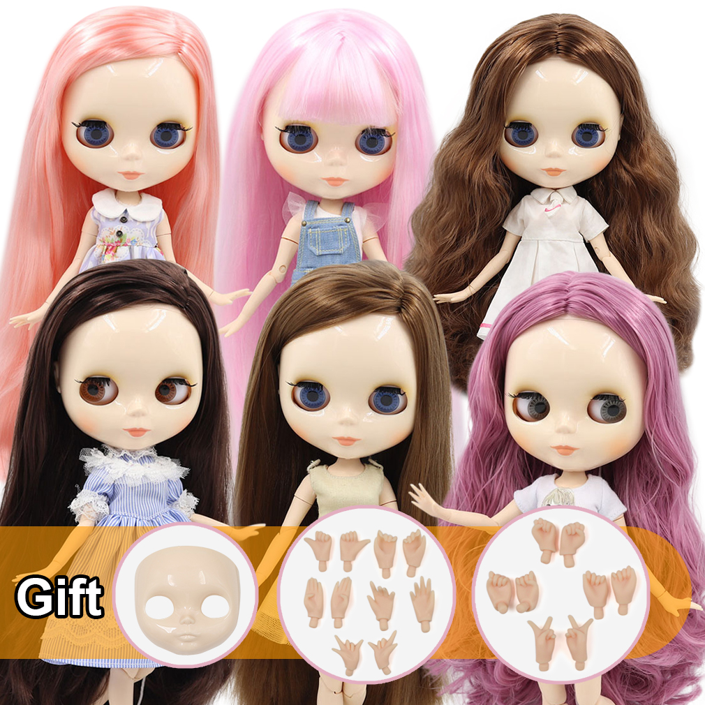 Кукла ICY DBS Blyth 1/6 BJD Индивидуальное телесное суставное тело с белой кожей, глянцевое лицо, синий фон - матовое лицо, подарок девушке, игрушка