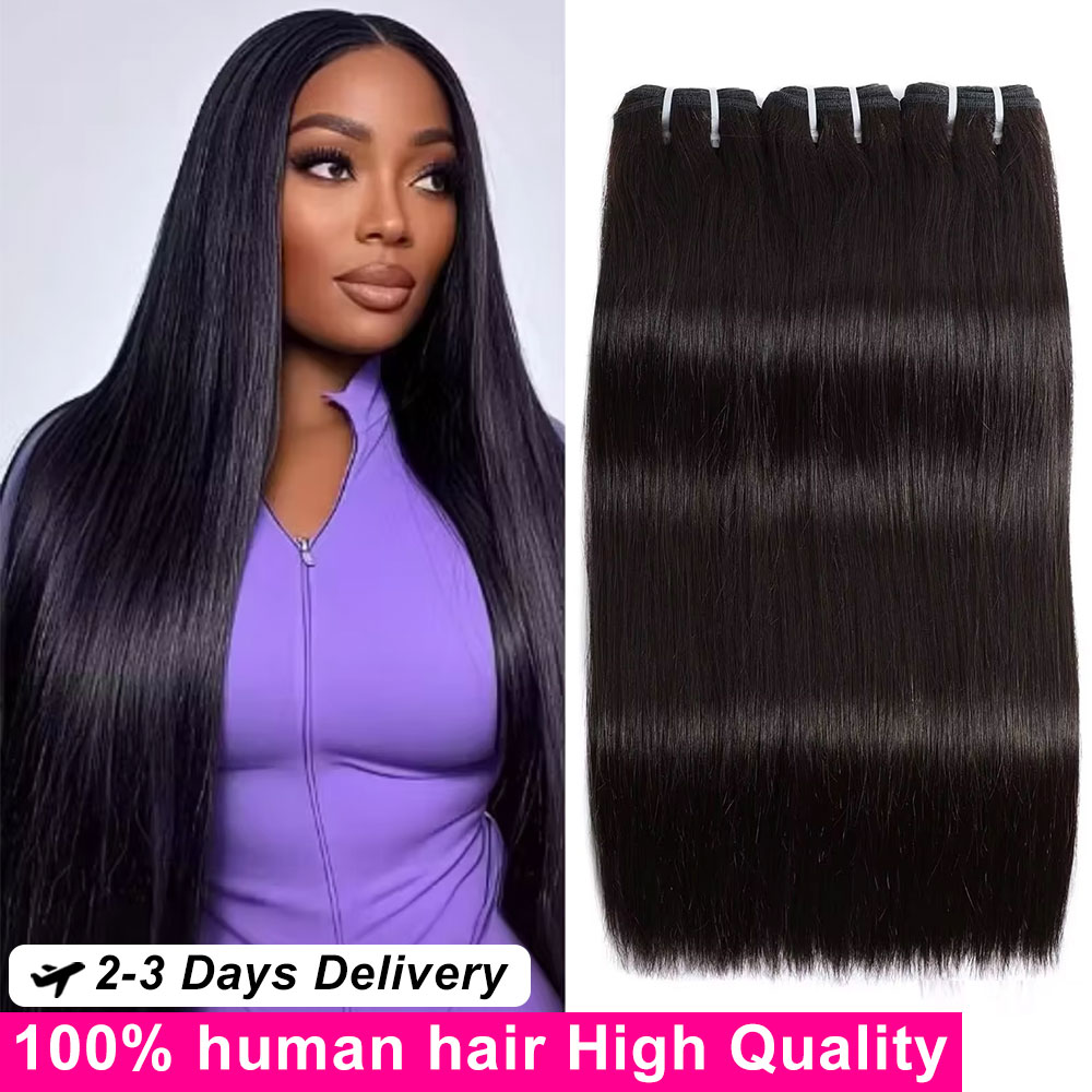 Extensions de Cheveux Humains Brésiliens 100% Qualité 16A, Bundles Raides, Cheveux Naturels Remy Non Traités, 30-34 Pouces