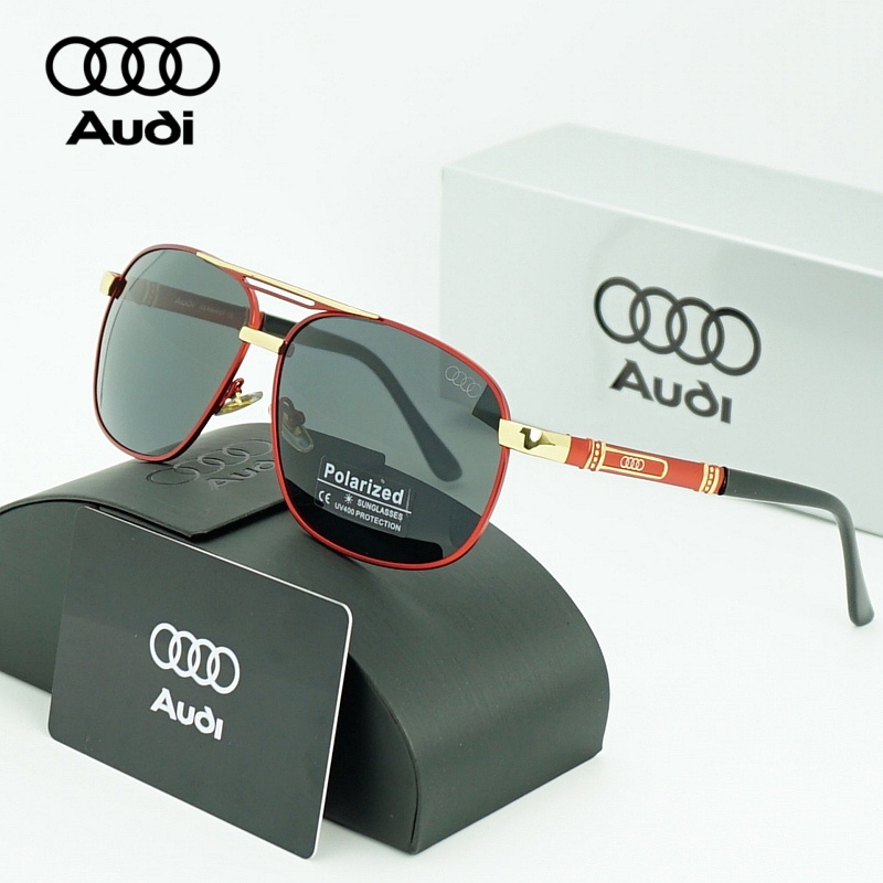 AUDI หรูหราสีแดงทองแว่นตากันแดดโพลาไรซ์ผู้ชายดีไซเนอร์แว่นตากันแดดชายแว่นตา UV400 แว่นตาโอคูลอส เดอ โซล