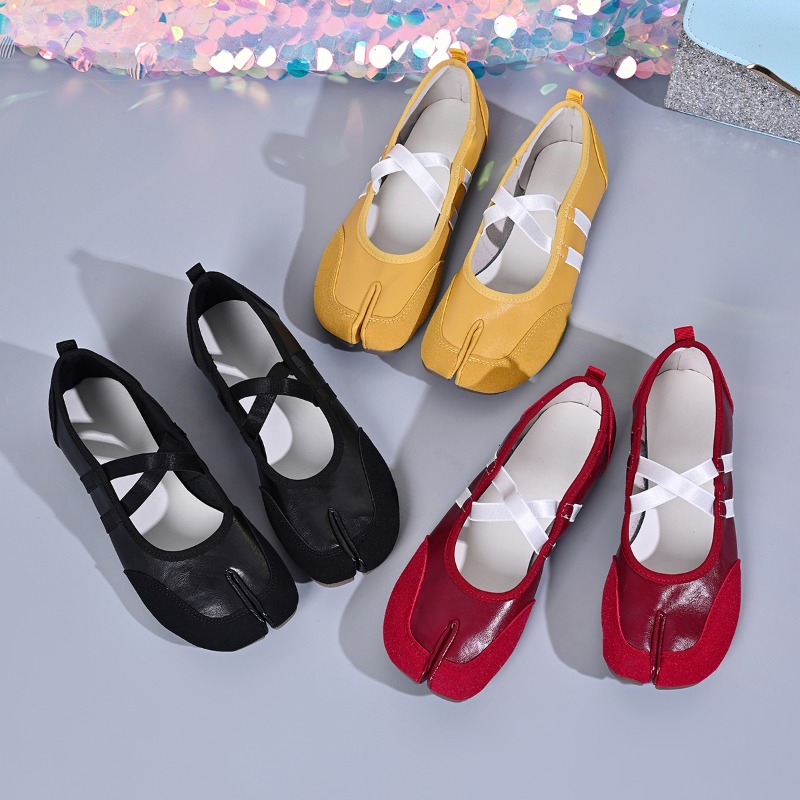 Mode Zacht Leer Split Toe Dames Tabi Ballet Flats Lente Herfst Comfortabel Wandelen Luie Loafers Casual Meisjes Dansschoenen