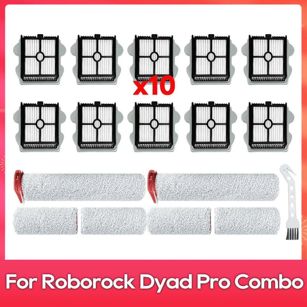 Compatible con ( Roborock Dyad Pro / Dyad Pro Combo / WD2H1A / A10 Ultra ) Rodillo Cepillo Suave Filtro Hepa Pieza de Accesorio de Repuesto
