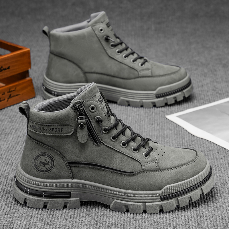 2025 A/W Nouvelles bottes de travail en plein air mi-hautes pour hommes - Zip-Up, randonnée sport décontracté style alpinisme