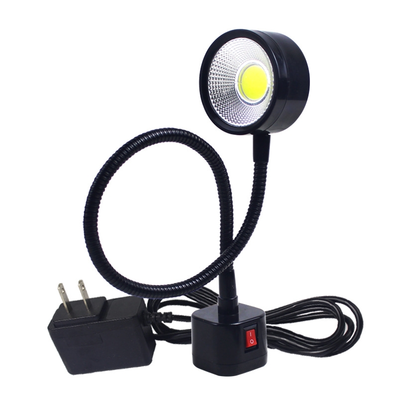 LED Super Helle Licht Magnetische Basis Flexible Schwanenhals Lampe 220V 5W Für Drehmaschine Fräsen Bohrmaschine Industrie Beleuchtung, UNS Stecker