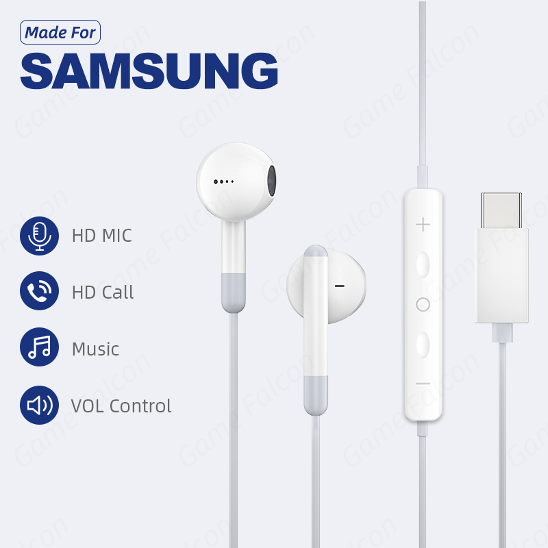Auriculares tipo C de 3,5mm, auriculares estéreo de música con cable y micrófono, Chip DAC para Samsung Galaxy S23 S22 S21 Ultra S20 Note 20 10