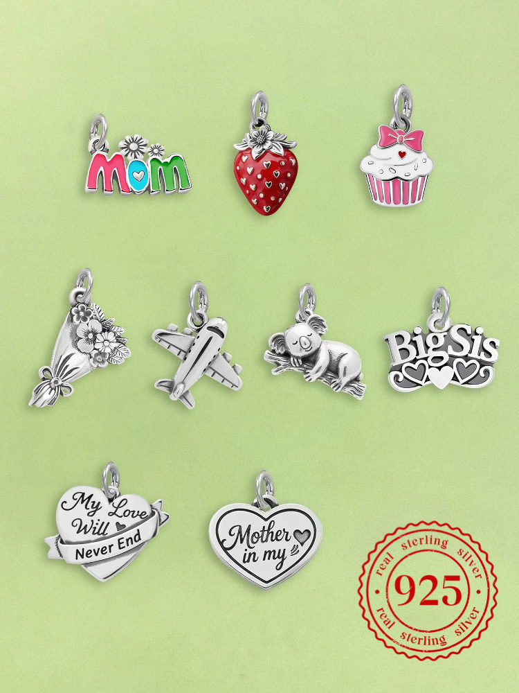 Vankol – pendentif réglable en argent Sterling 925, breloques en forme de bouquet de fraises, perles adaptées aux bracelets originaux, colliers, bijoux à faire soi-même