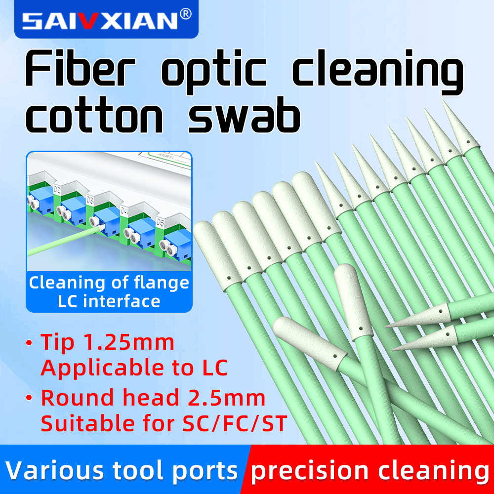 ไฟเบอร์ออปติกทําความสะอาด Sticks ไฟเบอร์ออปติก Swabs สําหรับ 1.25 มม./2.5 มม.LC/SC/FC/ST Connectors 100PCS เส้นใยทําความสะอาด FTTH เครื่องมือ