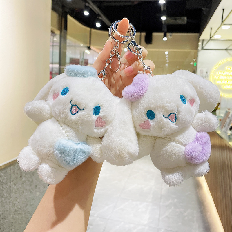 Sanrio Cinnamoroll Plüschpuppe Schlüsselanhänger Cartoon Weiche Angefüllte Plüschtiere Schlüsselanhänger Tasche Zubehör Mädchen Geschenke Spielzeug