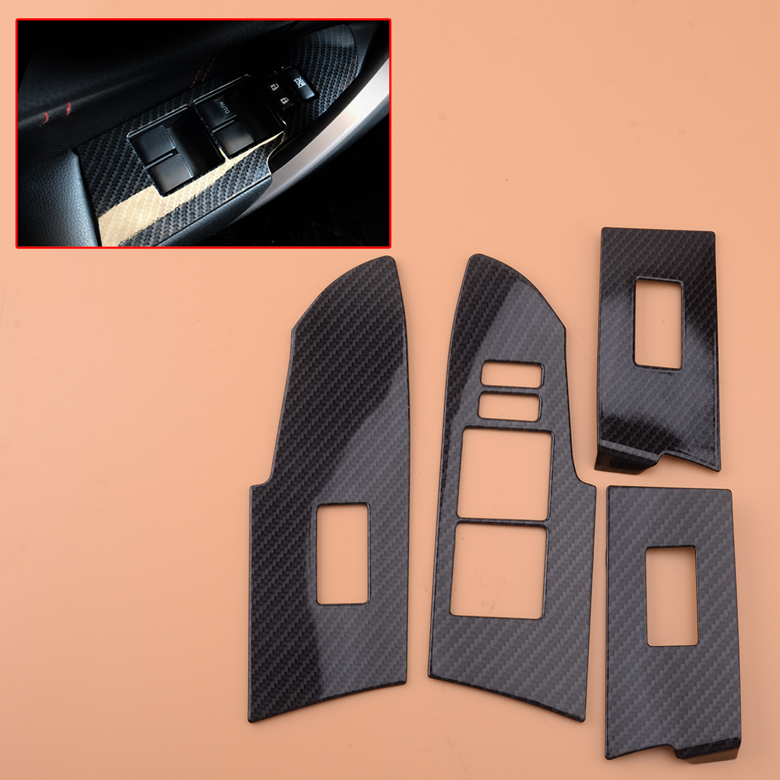 Beler 4 Stuks Carbon Fiber Stijl Abs Auto Venster Lift Schakelaar Panel Cover Trim Fit Voor Toyota Corolla 2014 2015 2016 2017 2018