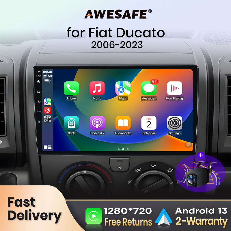 AWESAFE PX9 Autoradio para Fiat Ducato Peugeot Boxer 2 Citroen Jumper 2 2006 - 2023 pantalla Carplay inalámbrica Android
