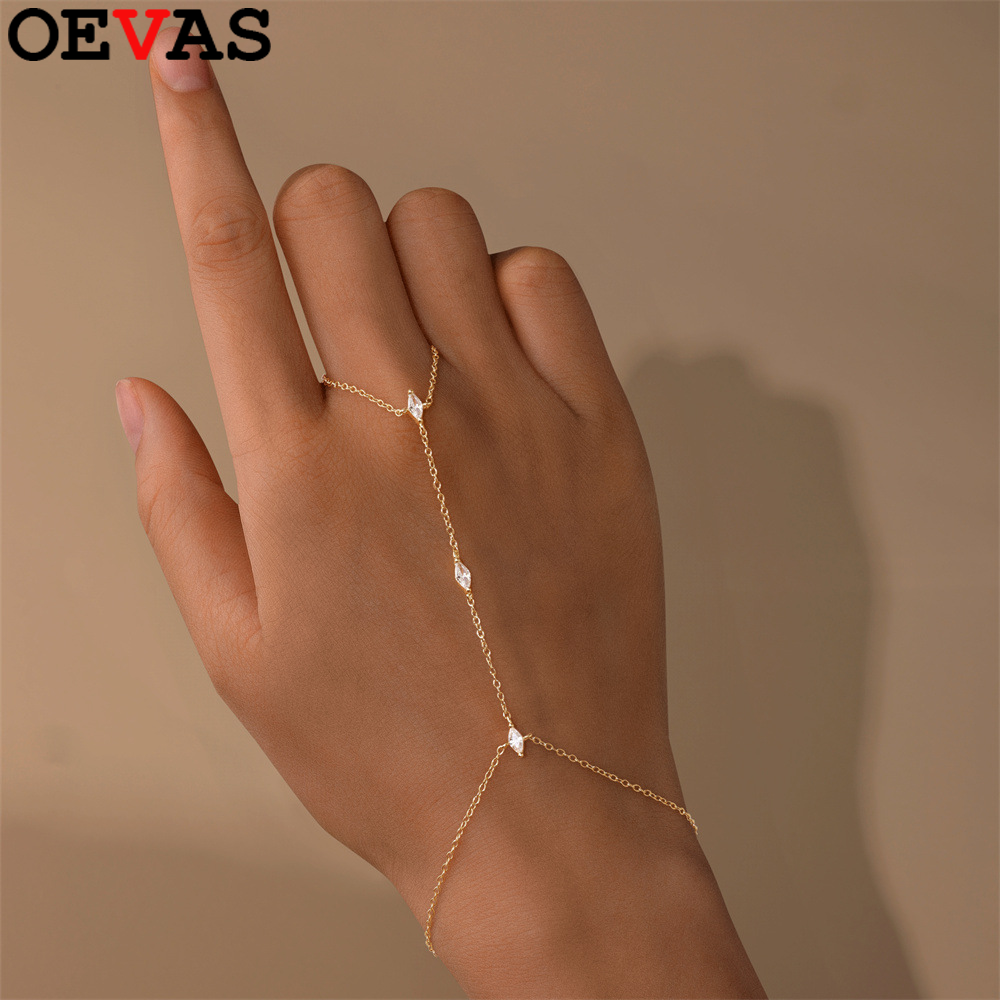 Bracelets OEVAS en Moissanite taille Marquise pour Femme, en Argent S925, avec Diamants de Laboratoire, Chaîne Anneau Tendance, Bijoux Fins, Vente en Gros