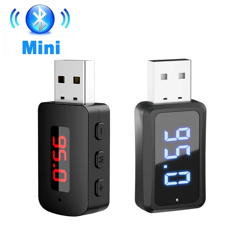 Bluetooth 5.4 Wireless Audio Adapter FM Transmitter Receiver Handsfree Call Car Kit Mini USB Wireless Adapter for TV Speaker PC