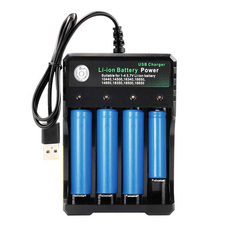 18650 Caricabatteria 2/3/4 Slot Doppio 18650 Ricarica 3.7V Batteria Al Litio Ricaricabile Caricatore USB Per 16340 14500 18650 26650