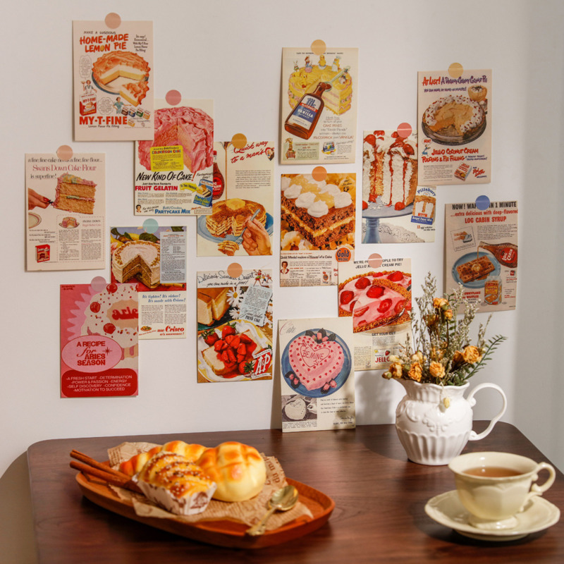Ins vintage pão velho jornais cartões postais bonito foto adereços sala fundo parede diy cartão decorativo 30 folhas adesivo grátis